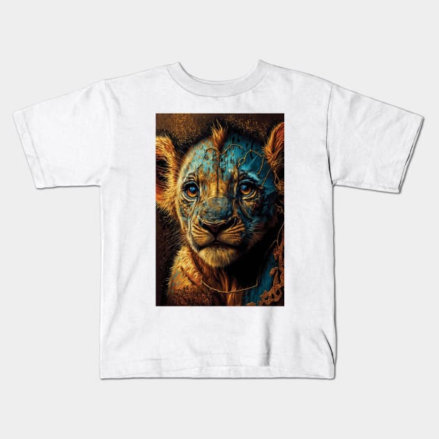 Vibrant lion cub print for your home decor Kids T-Shirt by PixelProphets
